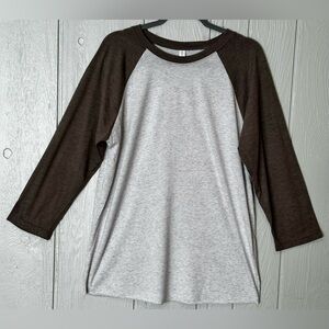Next Level Apparel Gray & Brown Baseball Tee